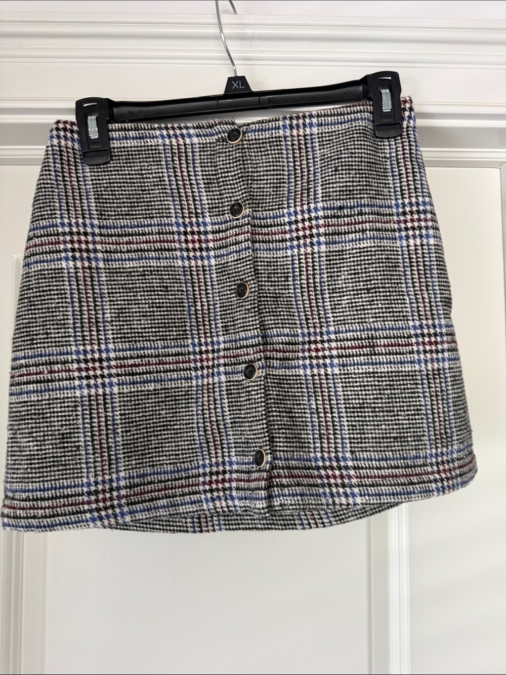 Ivy and Main Button-Front Plaid Mini Skirt